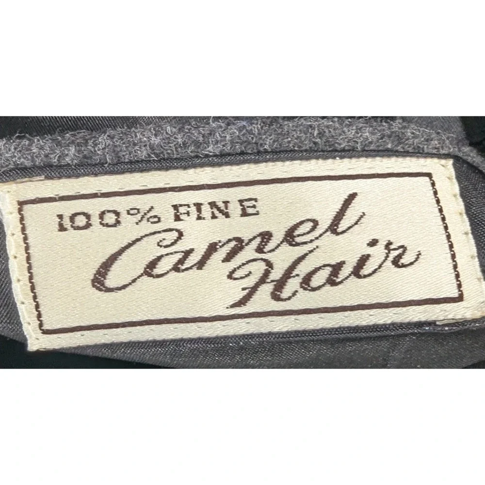 Vintage 100% Camel Hair Blazer Mens Charcoal 2 Button Sport Coat Made in USA 46R